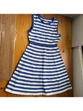 Egg collective sleeveless blue and white striped dress size 8y